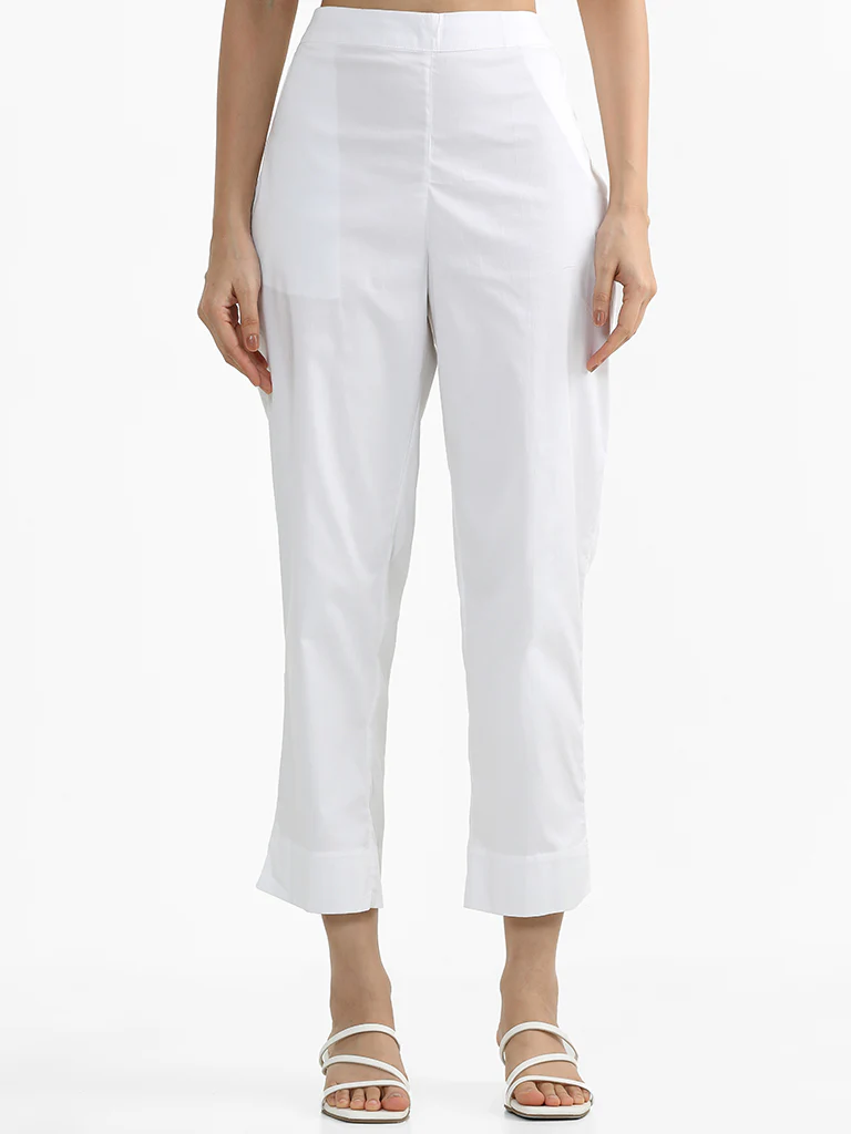 Utsa White Poplin Ethnic Pants  - Image 2