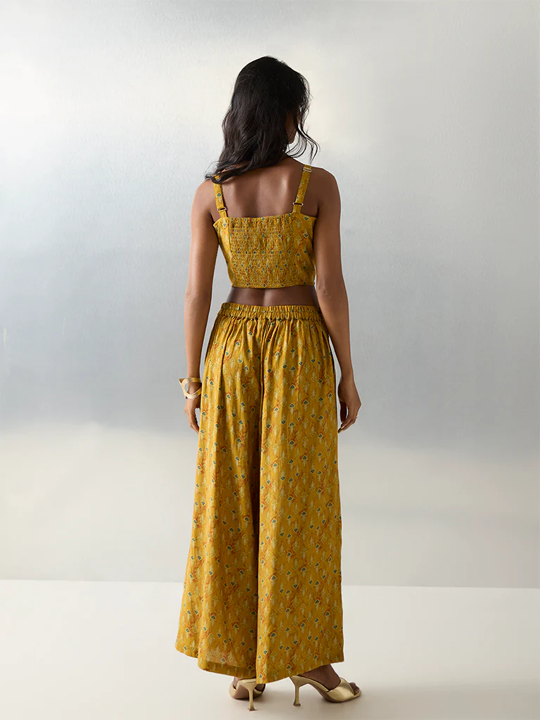 Utsa Yellow Printed Palazzos - Image 4