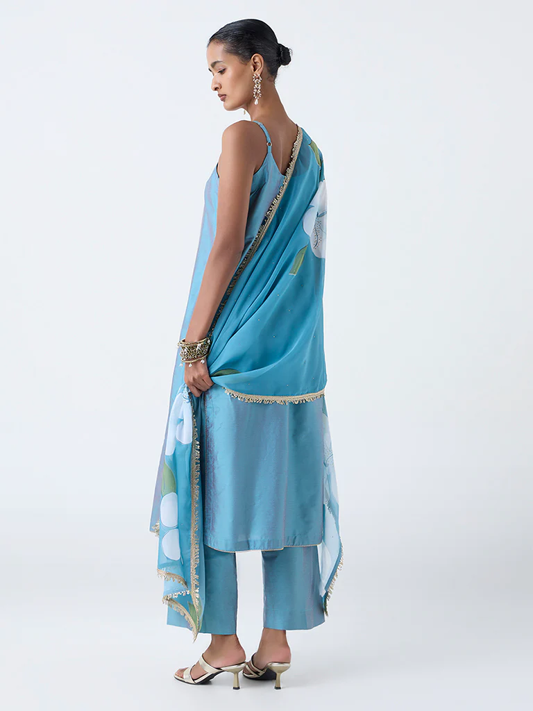 Vark Aqua Solid A-Line Ethnic Set - Image 4
