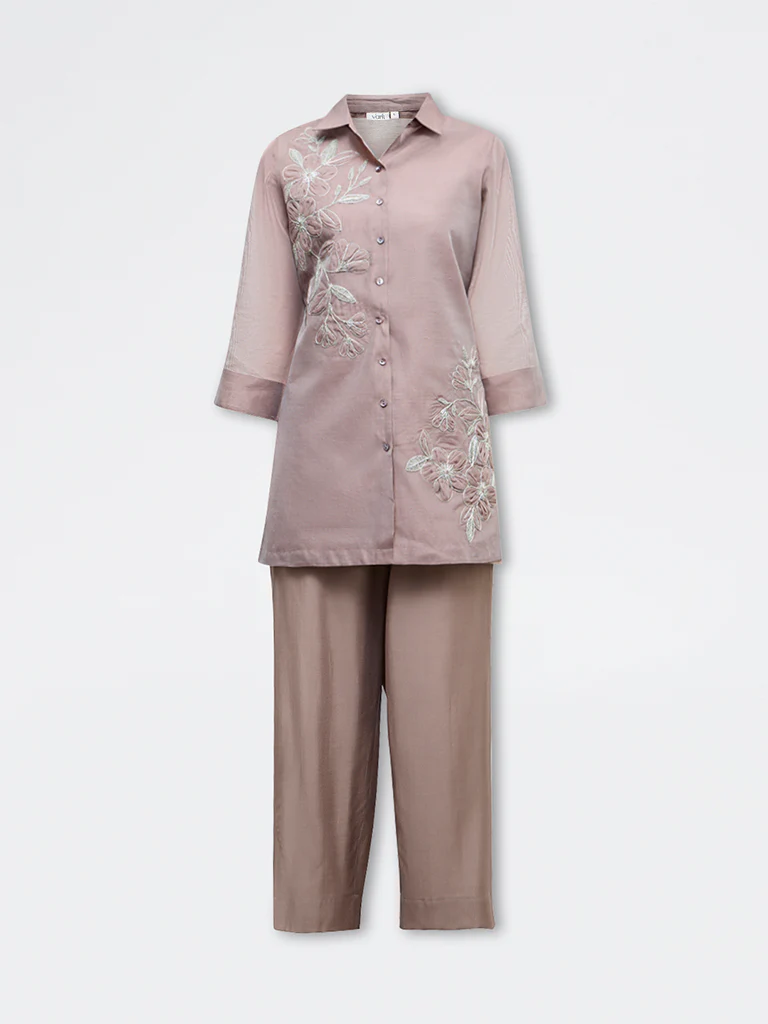 Vark Beige Floral Embroidered Ethnic Set - Image 5