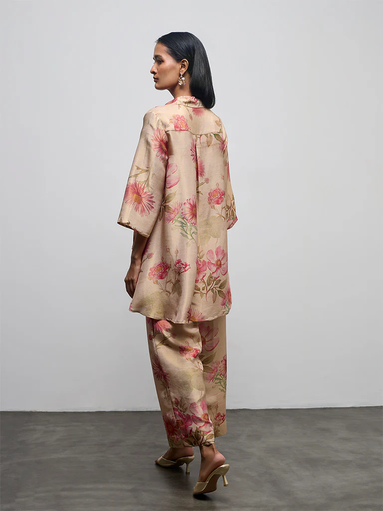 Vark Beige Floral Pattern Co-ord Set - Image 4