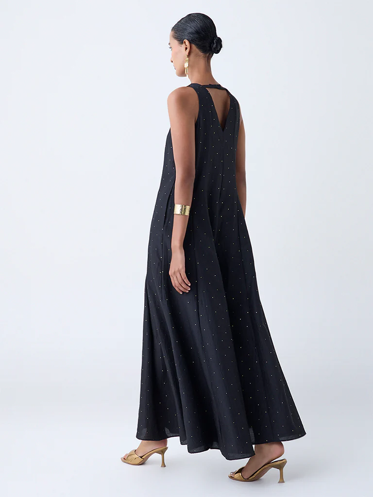 Vark Black Embellished A-Line Dress - Image 4