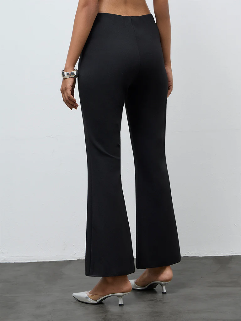 Vark Black Flared Cotton Pants - Image 4