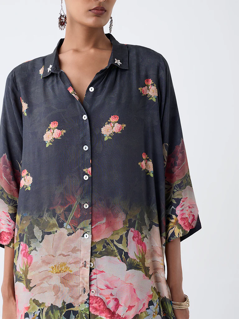 Vark Black Floral Pattern Co-ord Set - Image 3