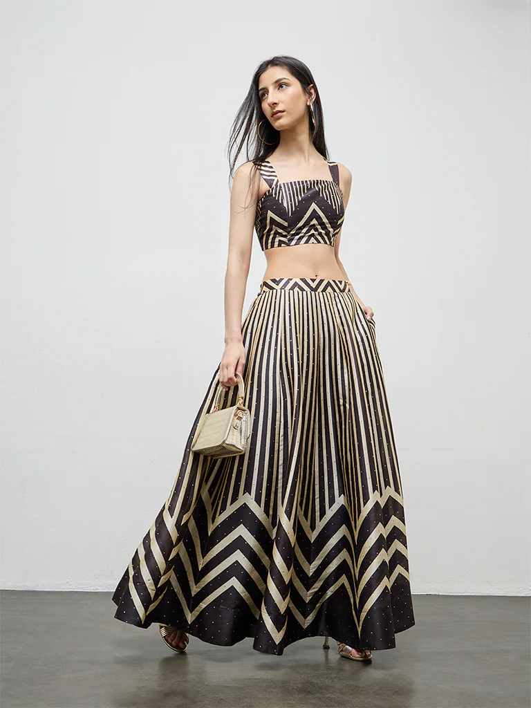 Vark Black Printed Maxi Skirt - Image 2