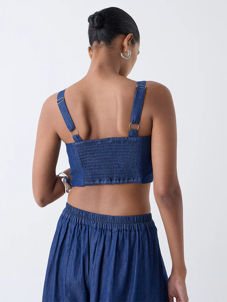 Vark Blue Embellished Cotton Ethnic Top - Image 4
