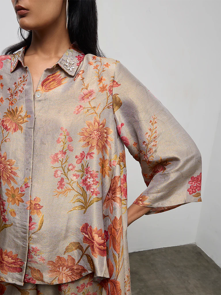 Vark Grey Floral Pattern Co-ord Set - Image 3