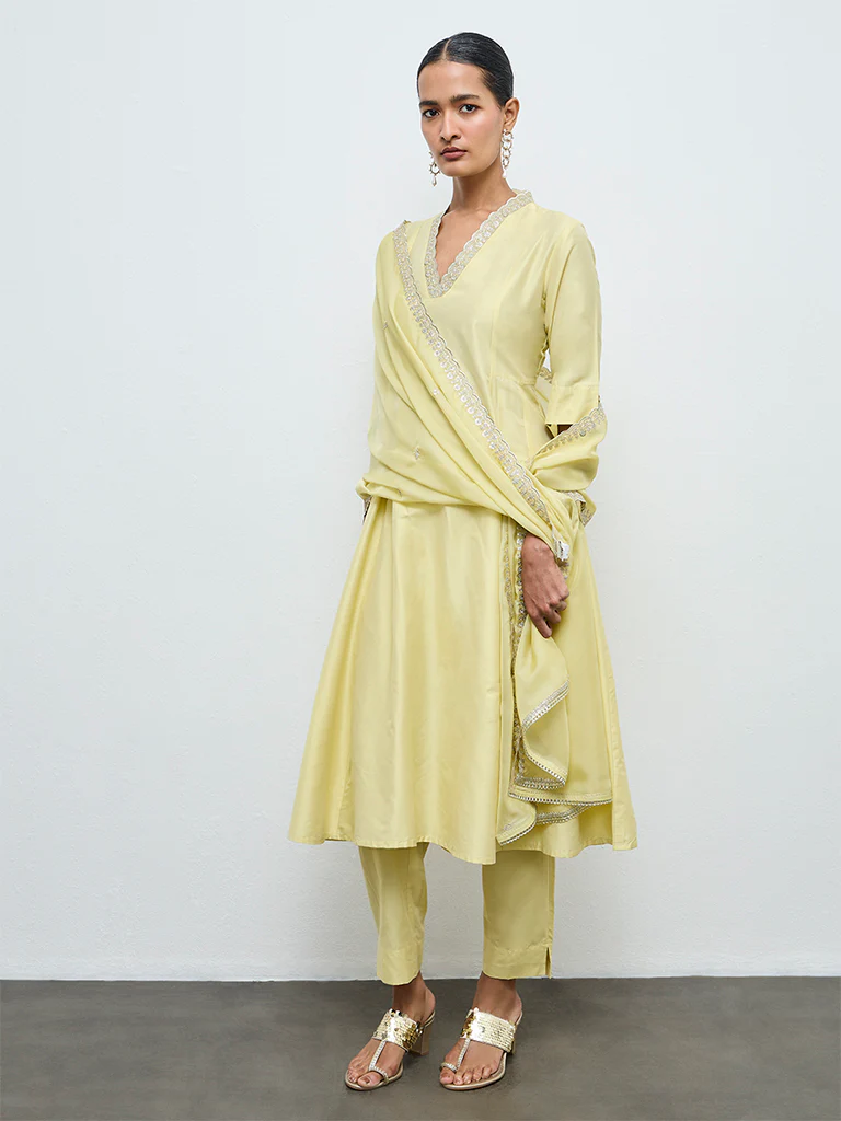 Vark Lemon Anarkali Ethnic Set - Image 2