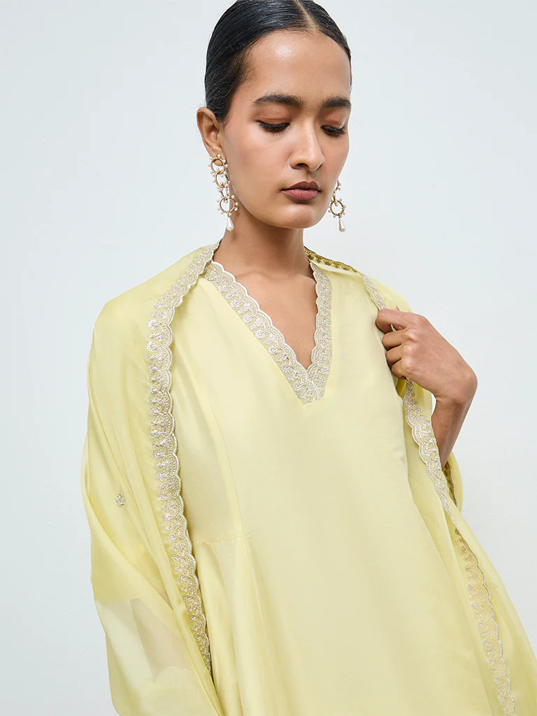 Vark Lemon Anarkali Ethnic Set - Image 3