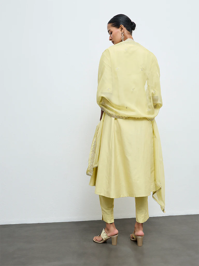 Vark Lemon Anarkali Ethnic Set - Image 4