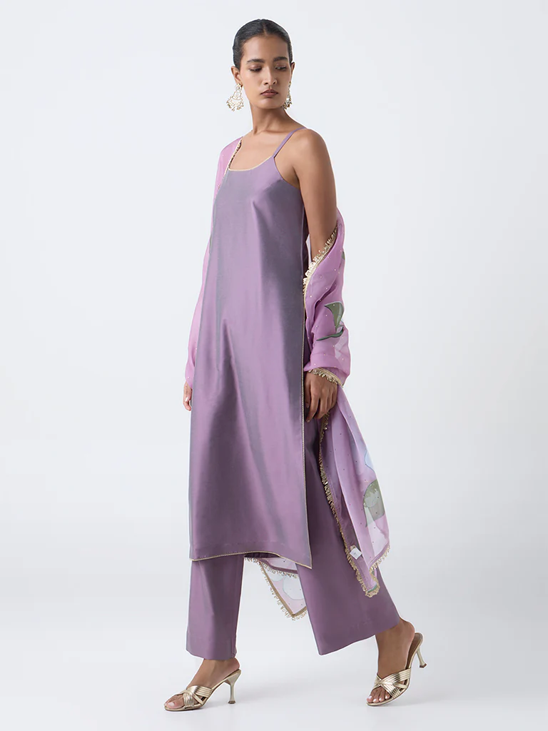 Vark Mauve Solid A-Line Ethnic Set