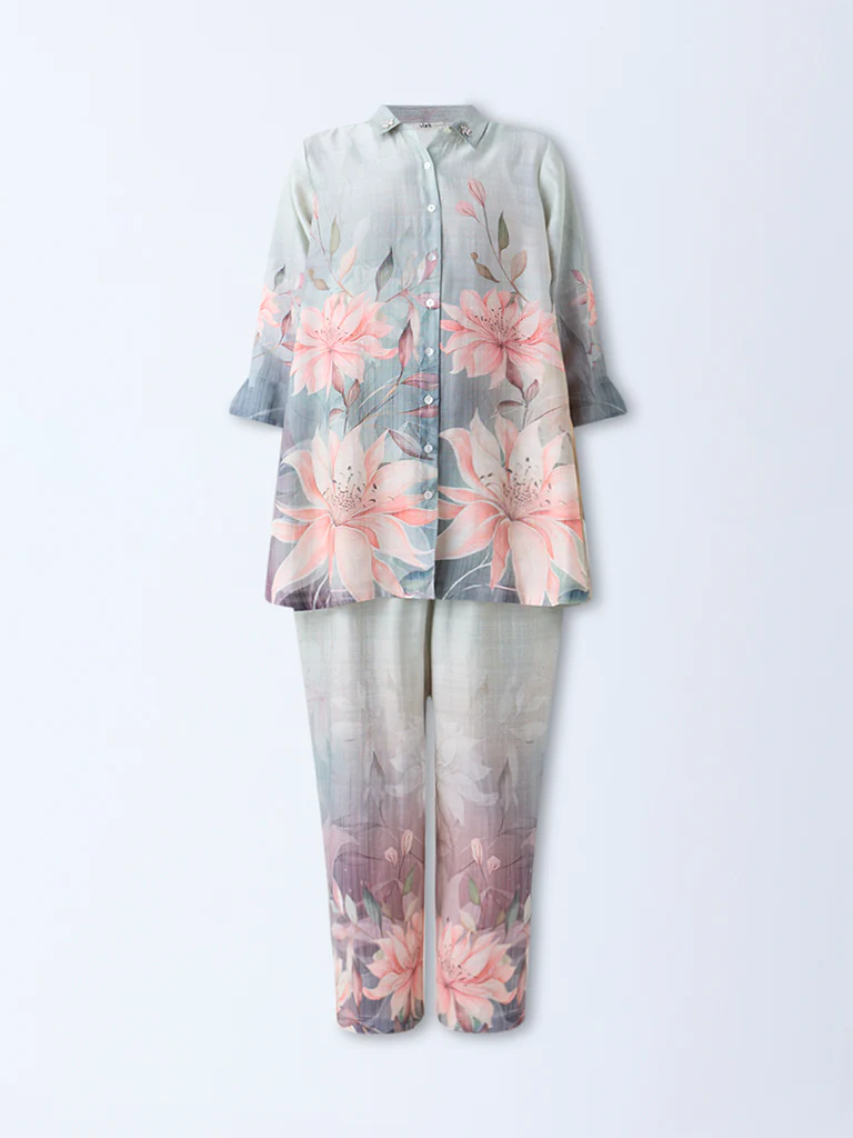 Vark Multicolour Floral Design Co-ord Set - Image 5