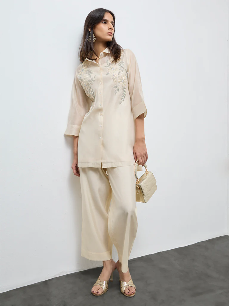 Vark Off-White Embellished Co-ord Set - Image 2