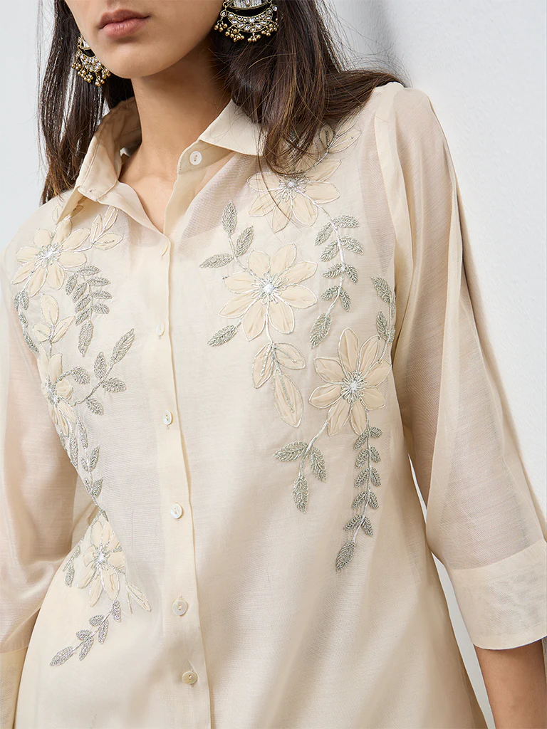 Vark Off-White Embellished Co-ord Set - Image 3