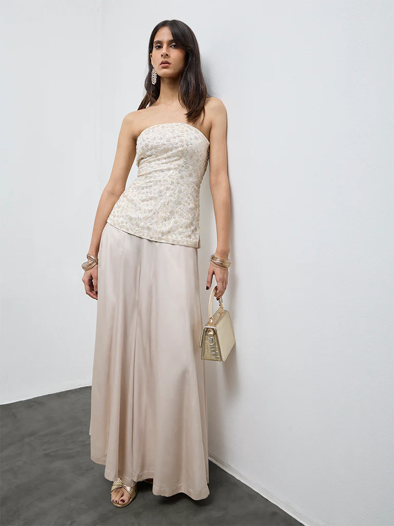 Vark Off-White Embellished Tube Top - Image 2