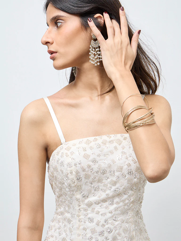 Vark Off-White Embellished Tube Top - Image 3