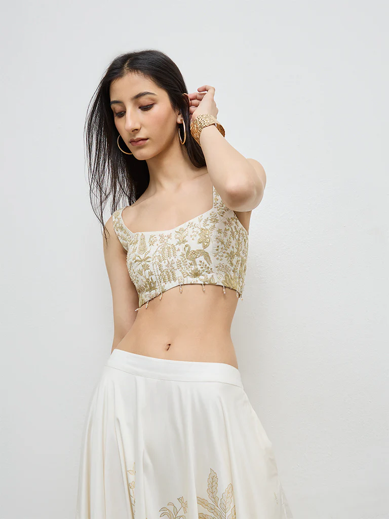Vark Off-White Embroidered Top