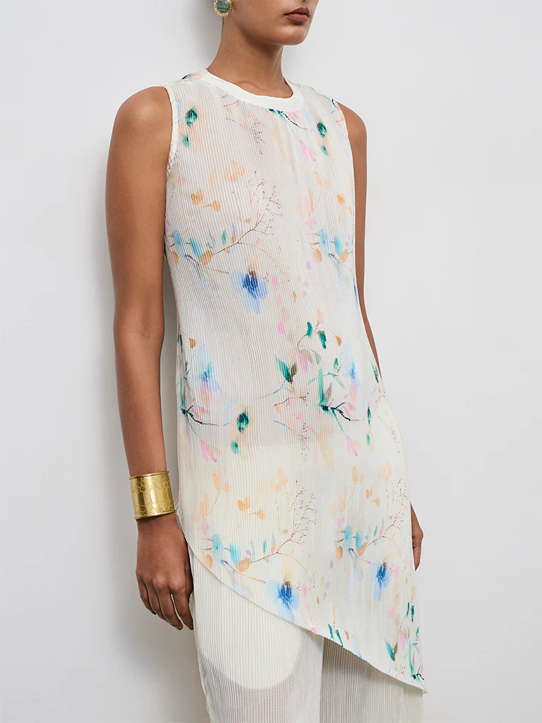 Vark Off-White Floral Printed Ethnic Set - Image 3