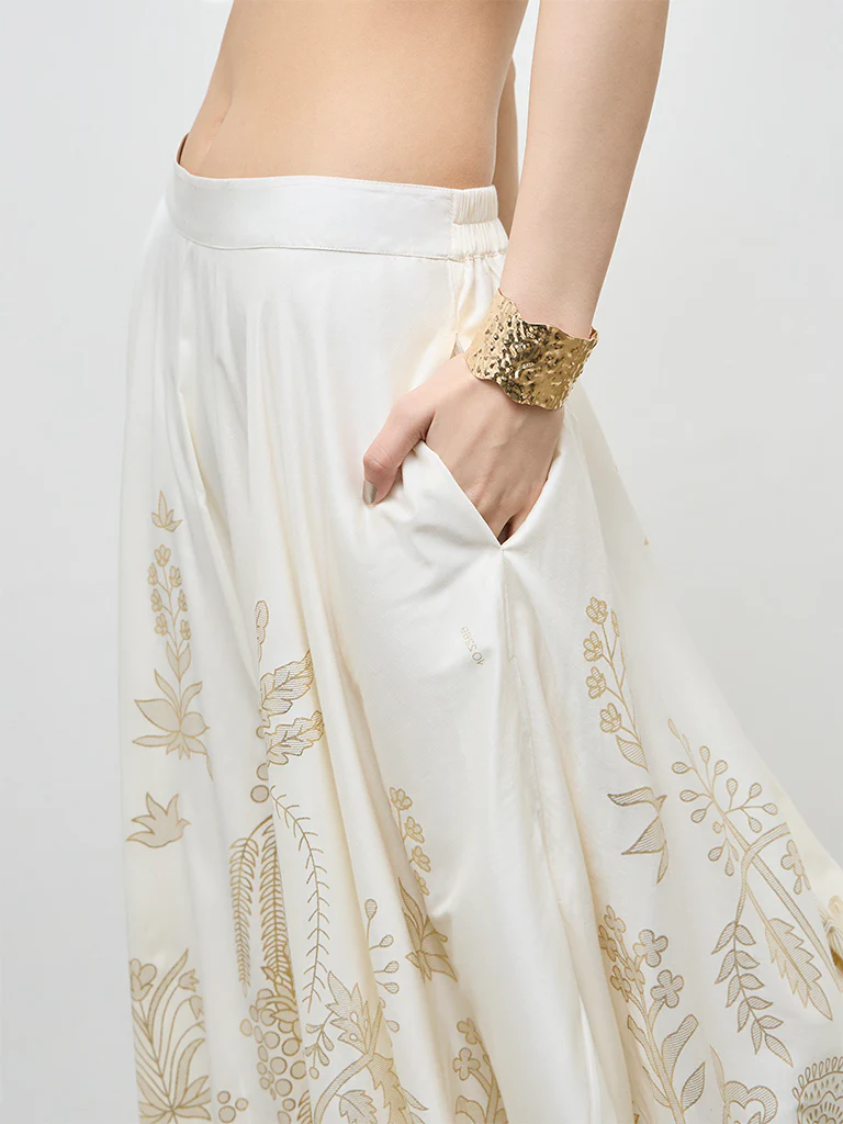 Vark Off-White Floral Skirt - Image 3