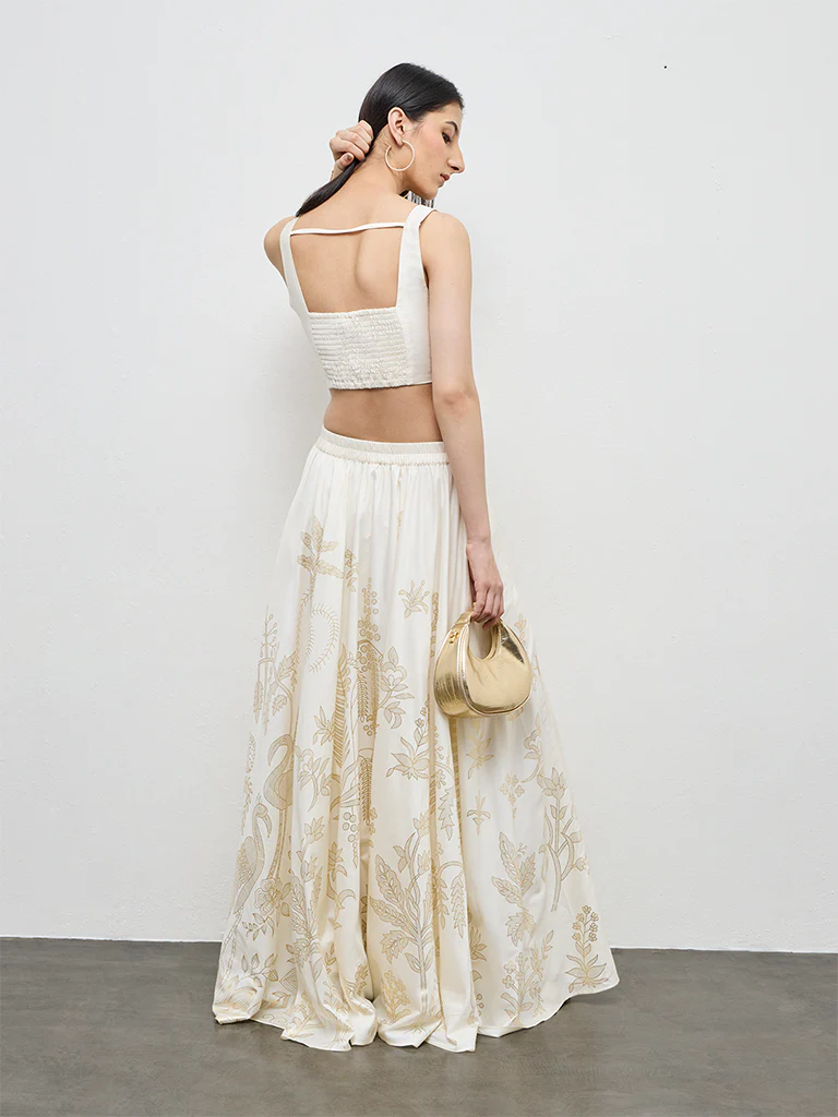 Vark Off-White Floral Skirt - Image 4