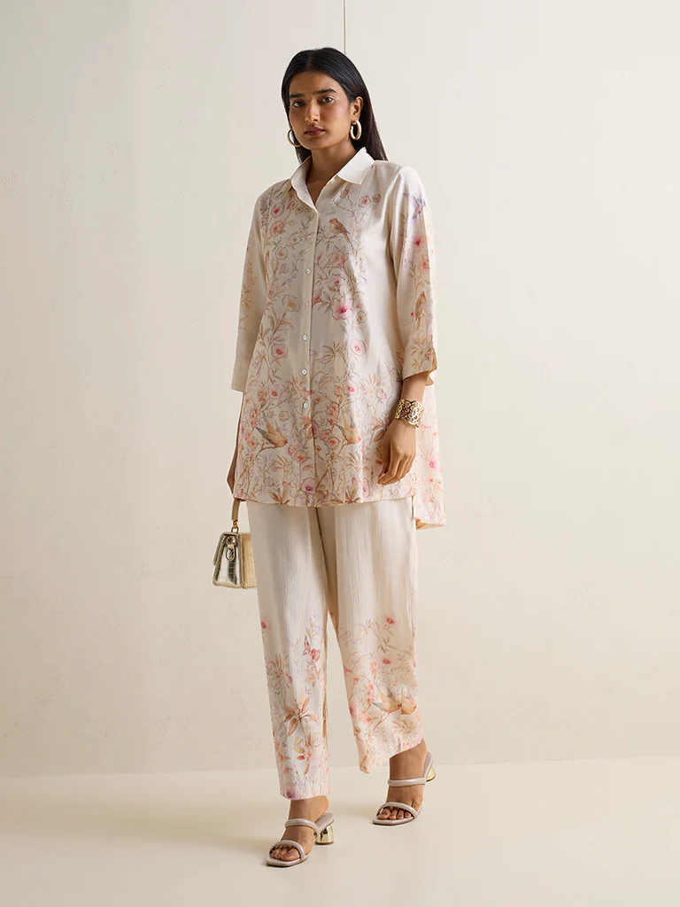 Vark Off-White Nature-Inspired Co-ord Set - Image 2