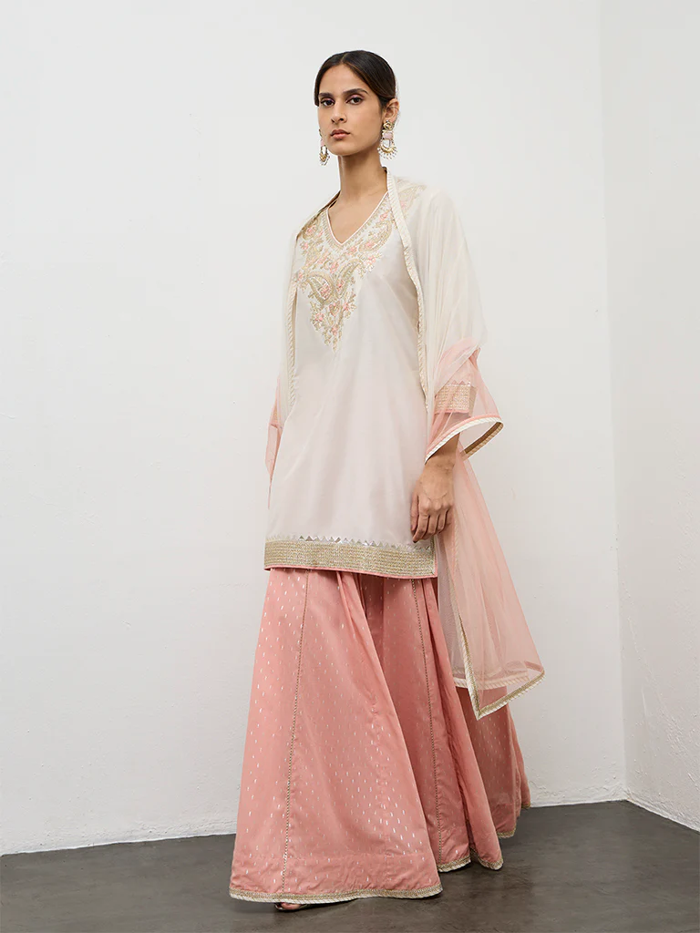 Vark Off-White Paisley Embroidered Ethnic Set - Image 2