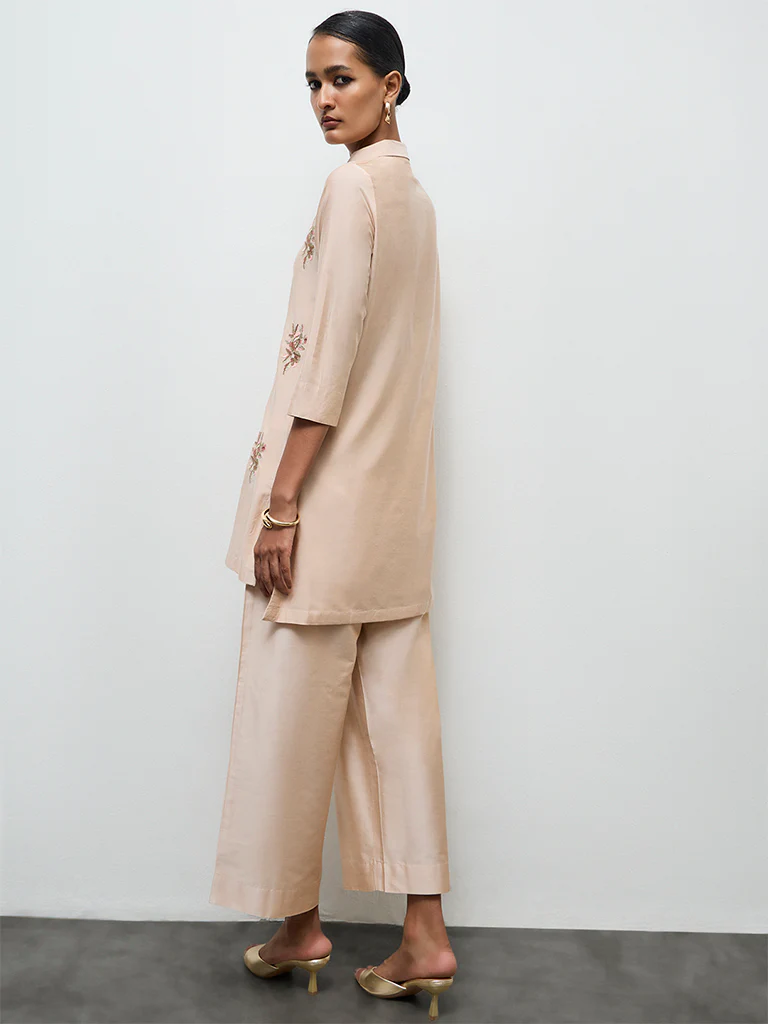 Vark Peach Embellished High-Low Ethnic Set - Image 4