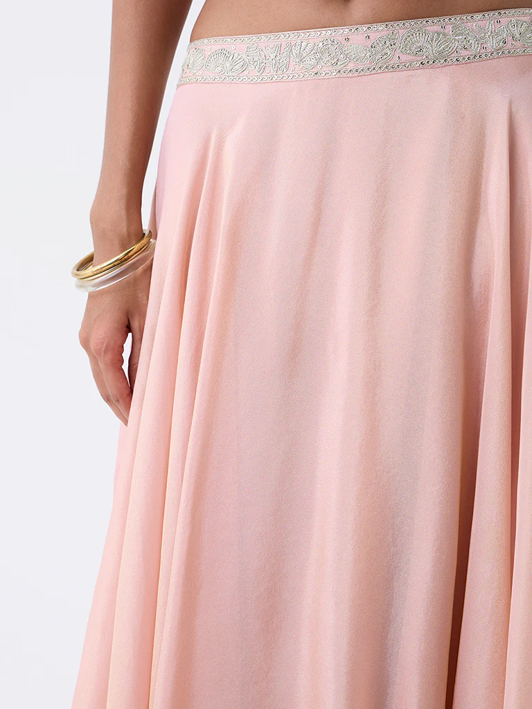 Vark Pink Embellished Maxi Skirt - Image 3