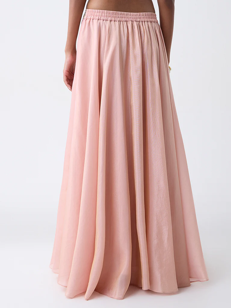 Vark Pink Embellished Maxi Skirt - Image 4