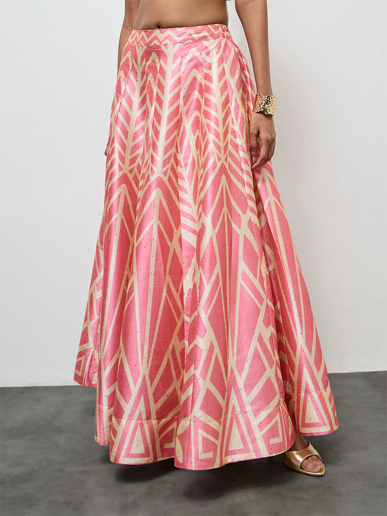 Vark Pink Printed Skirt
