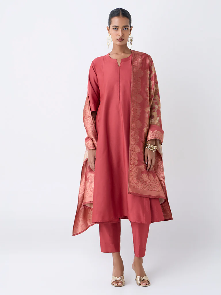 Vark Rust Anarkali Ethnic Set - Image 2