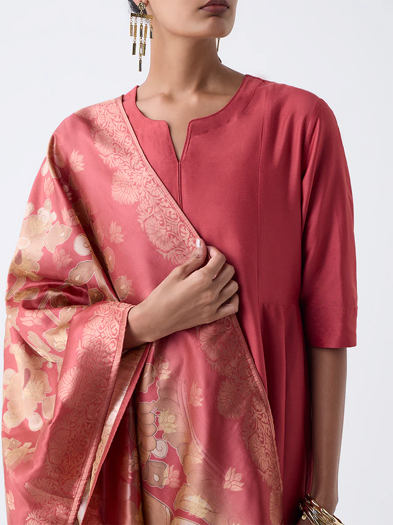 Vark Rust Anarkali Ethnic Set - Image 3