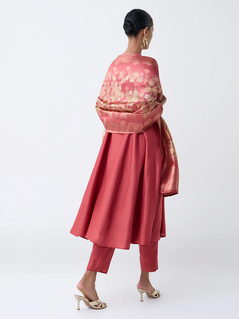 Vark Rust Anarkali Ethnic Set - Image 4