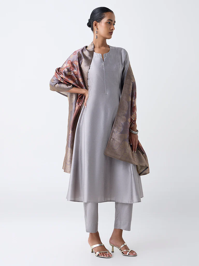 Vark Silver Anarkali Ethnic Set - Image 2