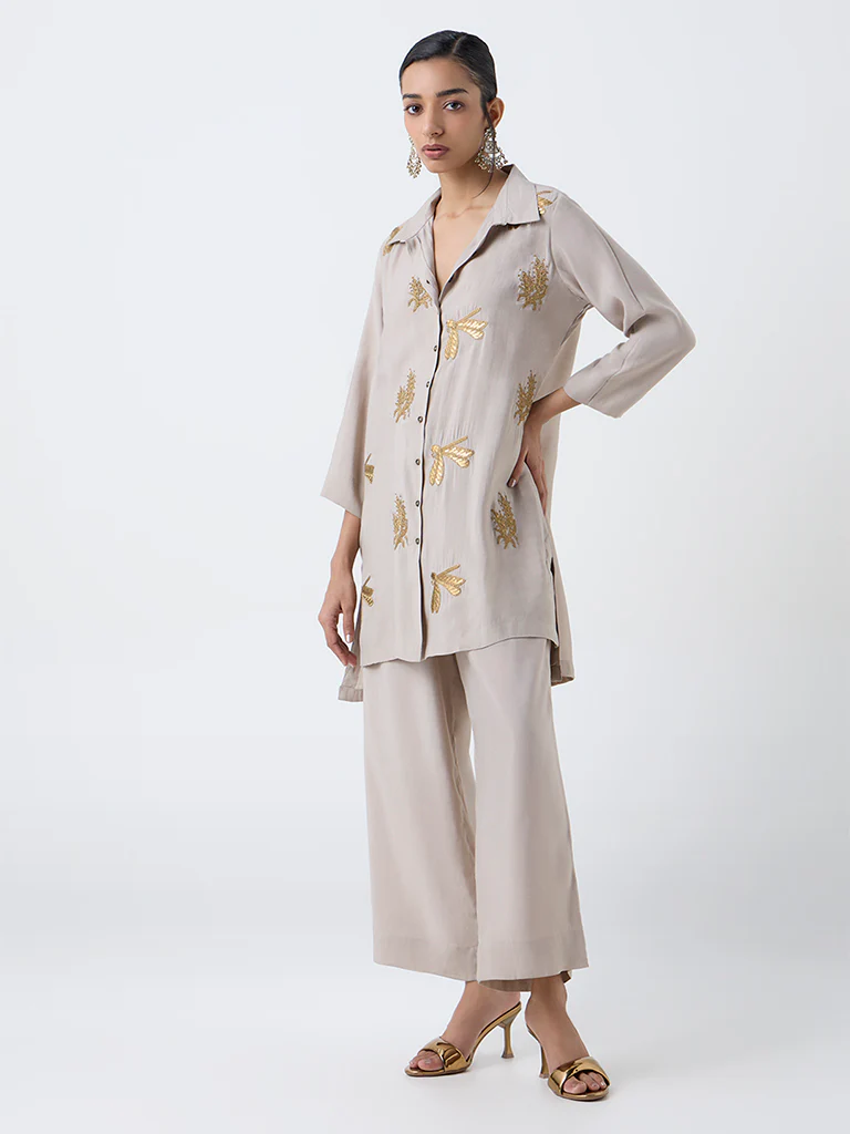 Vark Silver Embellished Co-ord Set - Image 2