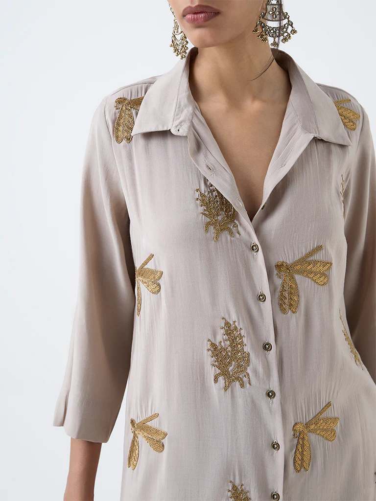 Vark Silver Embellished Co-ord Set - Image 3