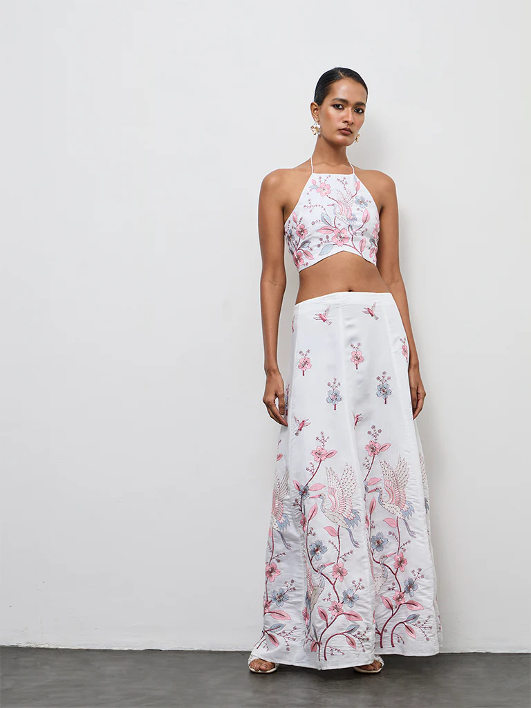 Vark White Embroidered Skirt