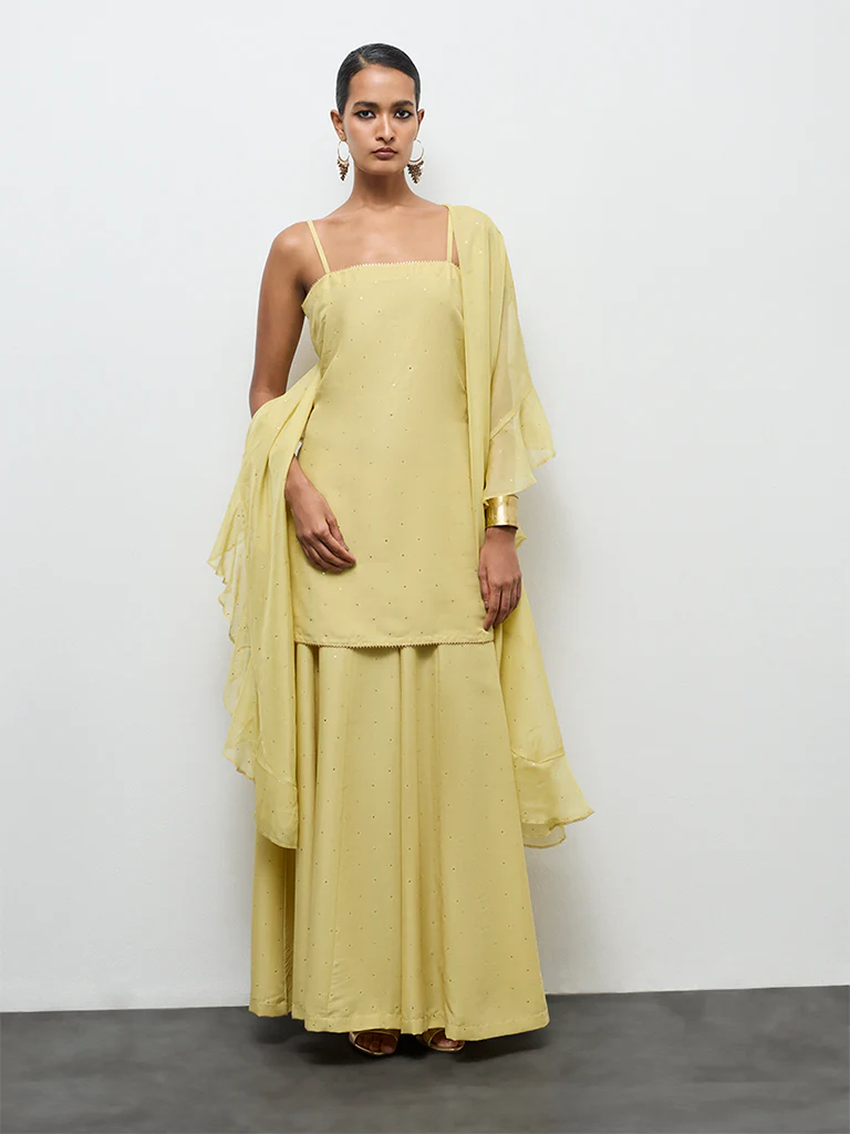 Vark Yellow Embellished Ethnic Set - Image 2