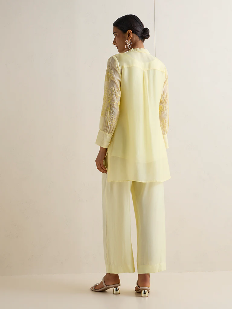Vark Yellow Floral Embroidered Co-ord Set - Image 4