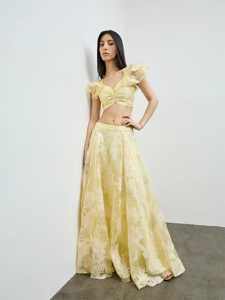 Vark Yellow Floral Ruched Top - Image 2