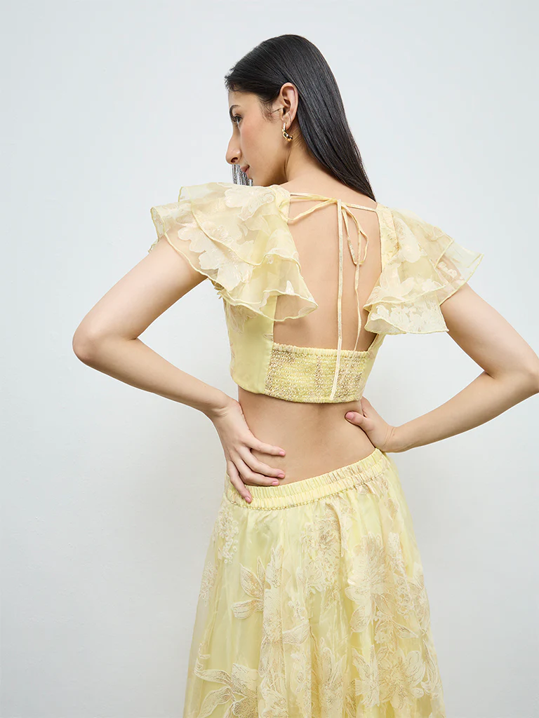 Vark Yellow Floral Ruched Top - Image 4