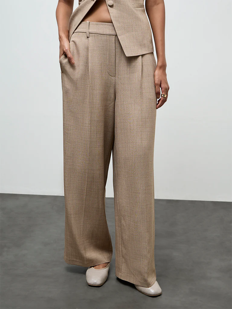 Wardrobe Beige High-Rise Trousers - Image 2