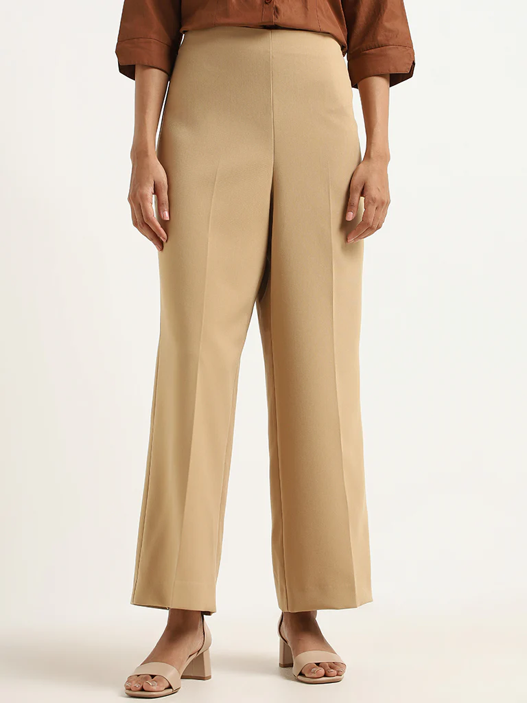 Wardrobe Beige Solid Trousers - Image 3