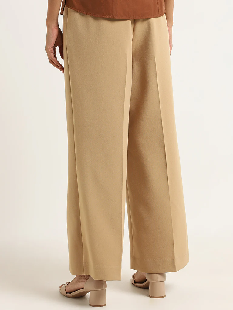 Wardrobe Beige Solid Trousers - Image 4