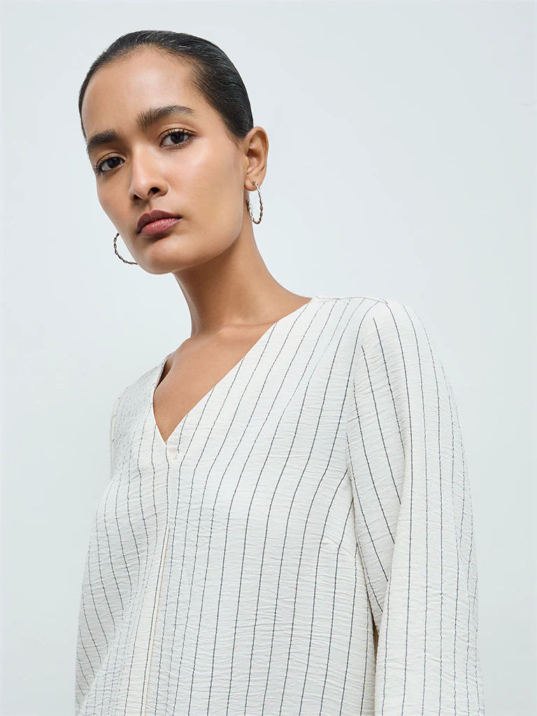 Wardrobe Beige Striped Blouse - Image 3