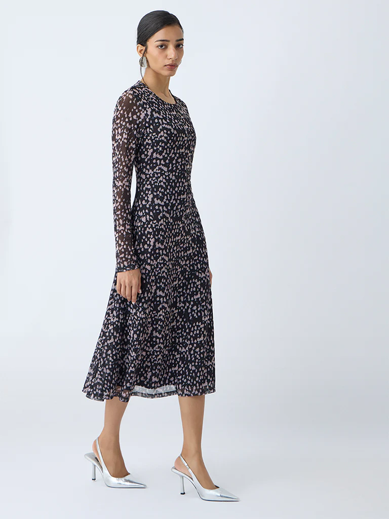 Wardrobe Black Abstract Design A-Line Dress - Image 2