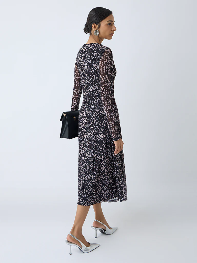 Wardrobe Black Abstract Design A-Line Dress - Image 4