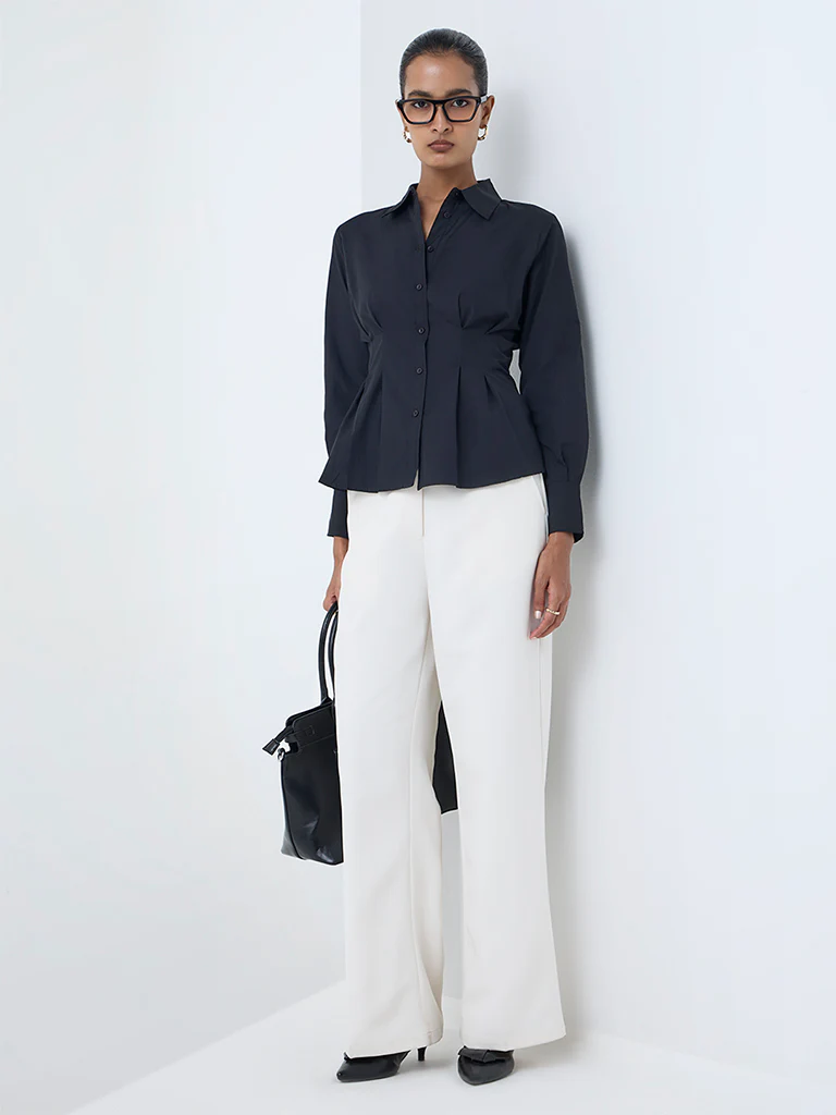 Wardrobe Black Peplum Shirt - Image 2