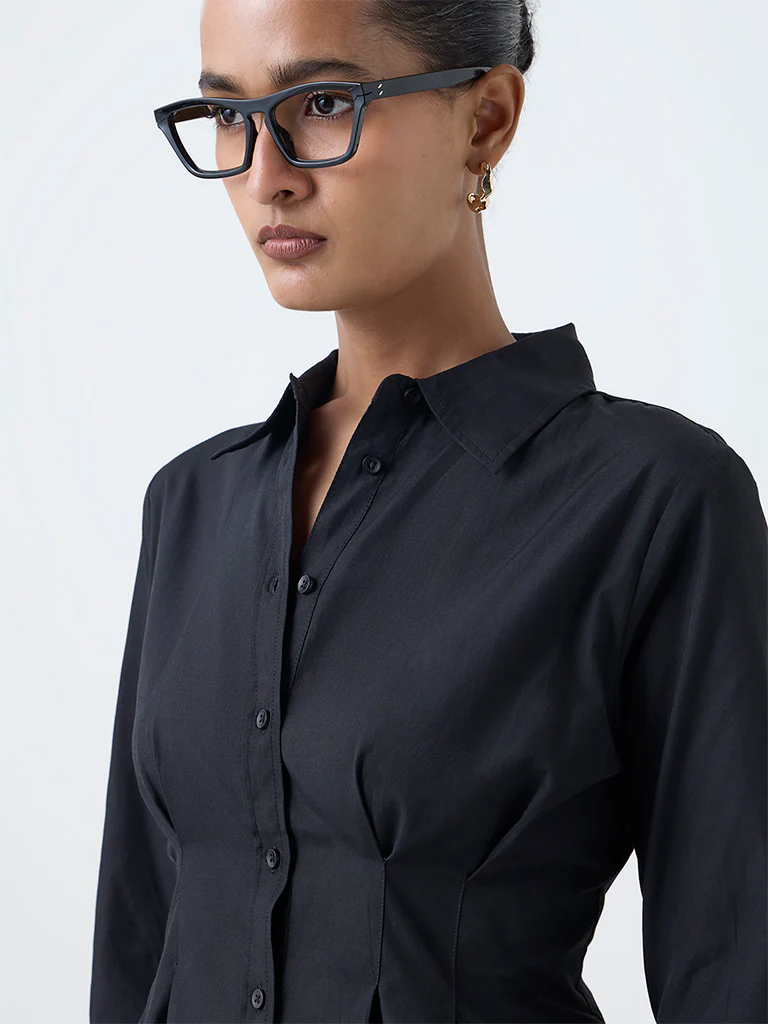 Wardrobe Black Peplum Shirt - Image 3