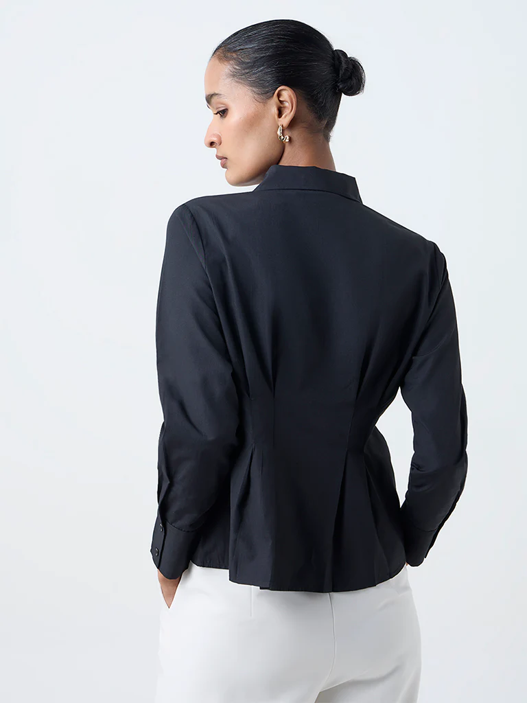Wardrobe Black Peplum Shirt - Image 4